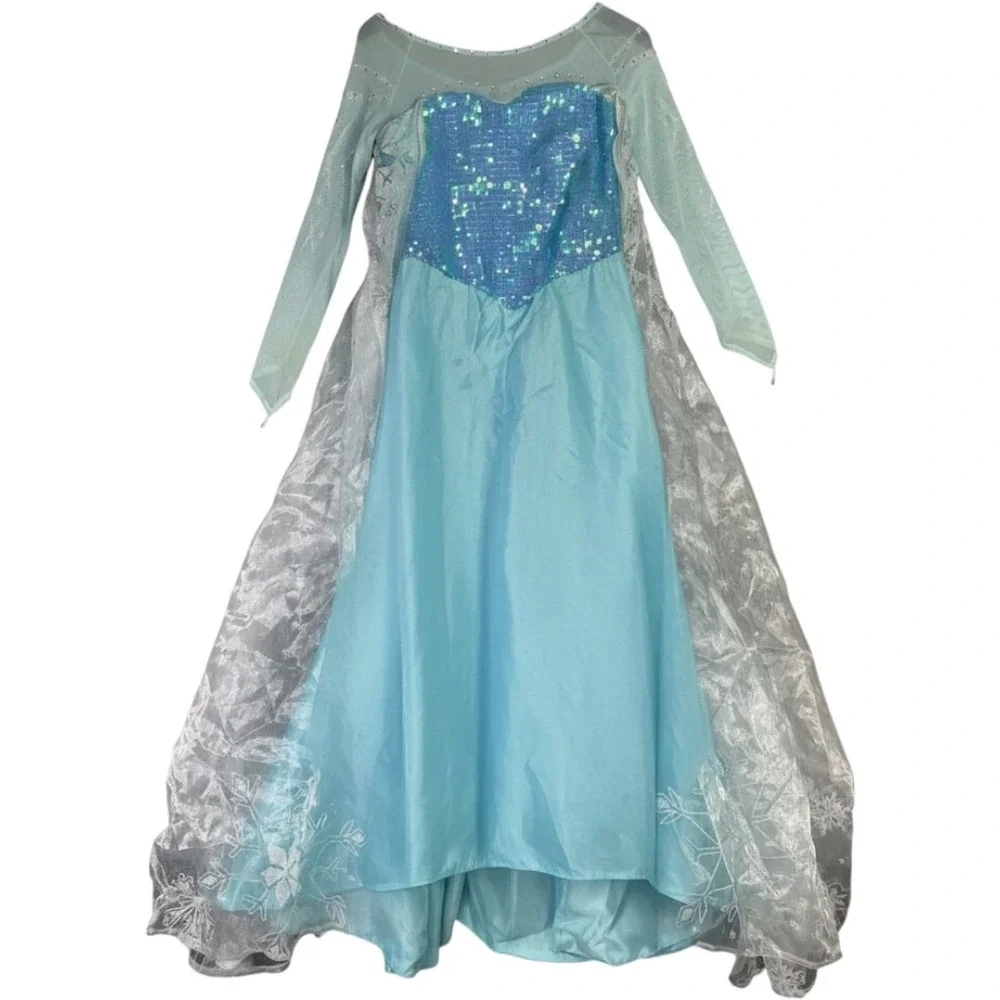 Disney Chasing Fireflies Elsa Costume Girls XL 14-16 Frozen Blue Sequin Dress